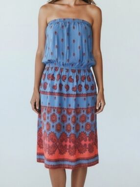 Old Navy Blue and Red Strapless Dress, LG